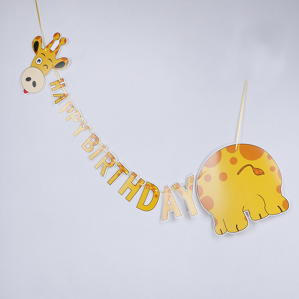happy birthday giraffe paper banner hanging diy party decor bunting suppl.l8