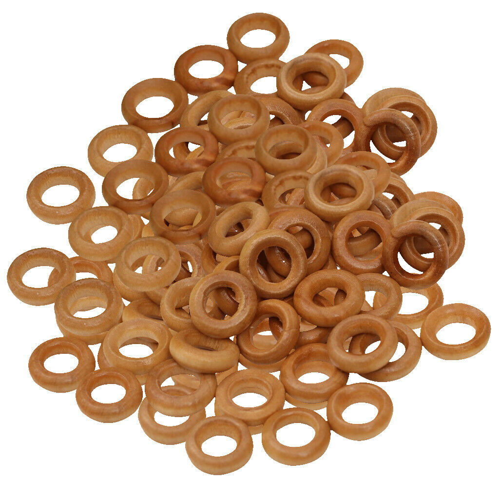 100Pcs Natual Unfinished Wooden Loop Ring Wood Ring Jewelry Making DIY Craft