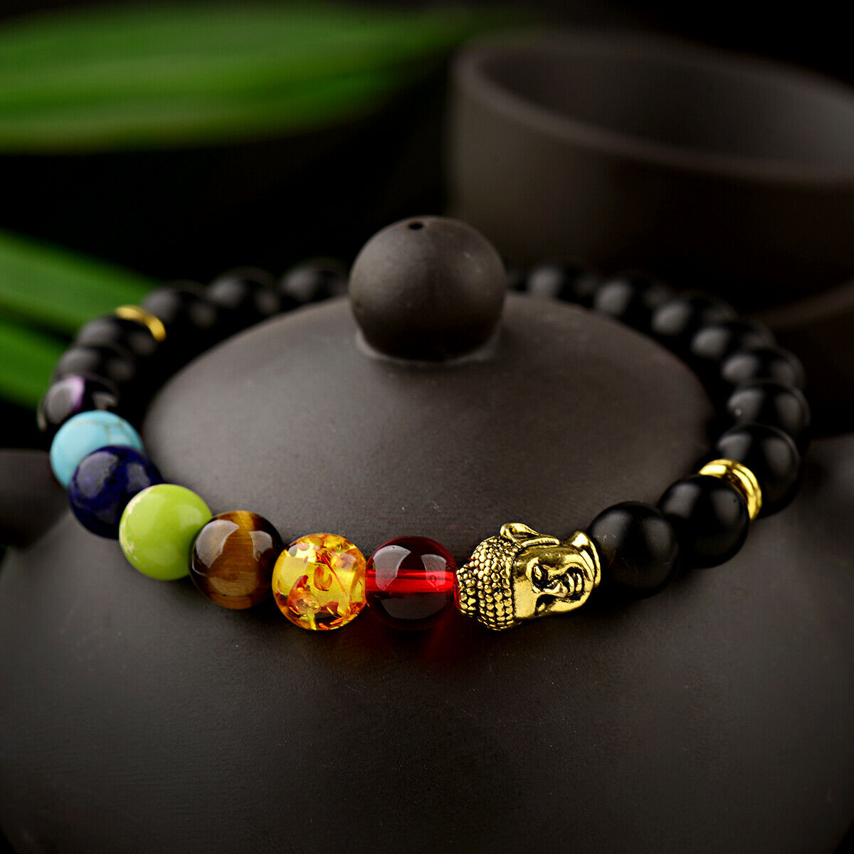 7 Chakra Healing Balance Beaded Yoga Reiki Golden Buddha Natural Stone Bracelets