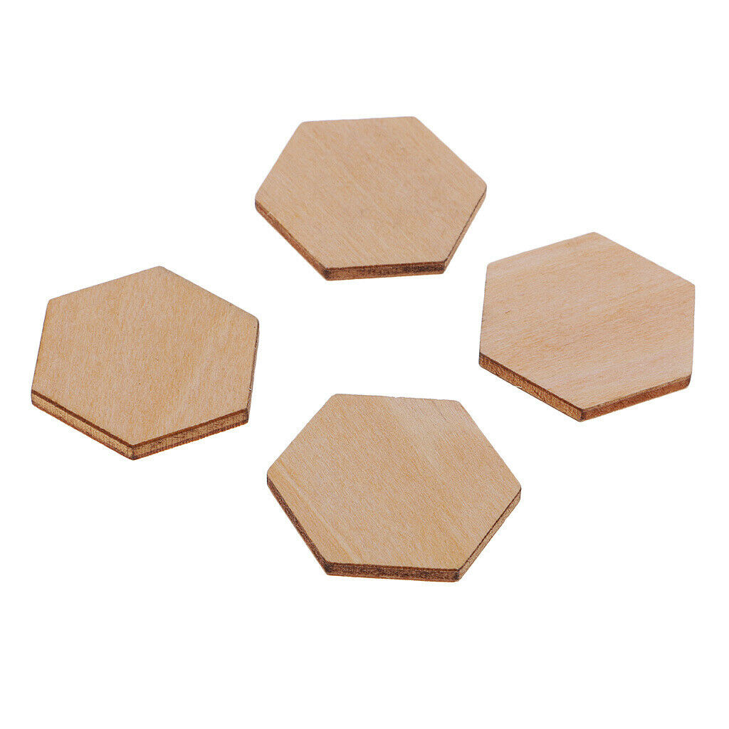 Hexagon Shaped Wooden Embellishments Shapes for Craft Decor DIY 100pcs 25mm