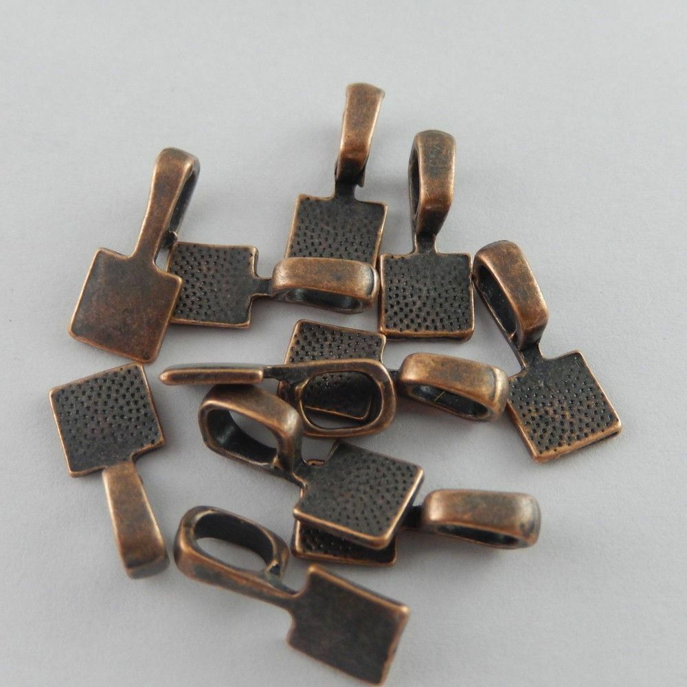 Antiqued Copper Tone Alloy Charm Glue On Bail Jewelry Findings 15*7mm 50pcs