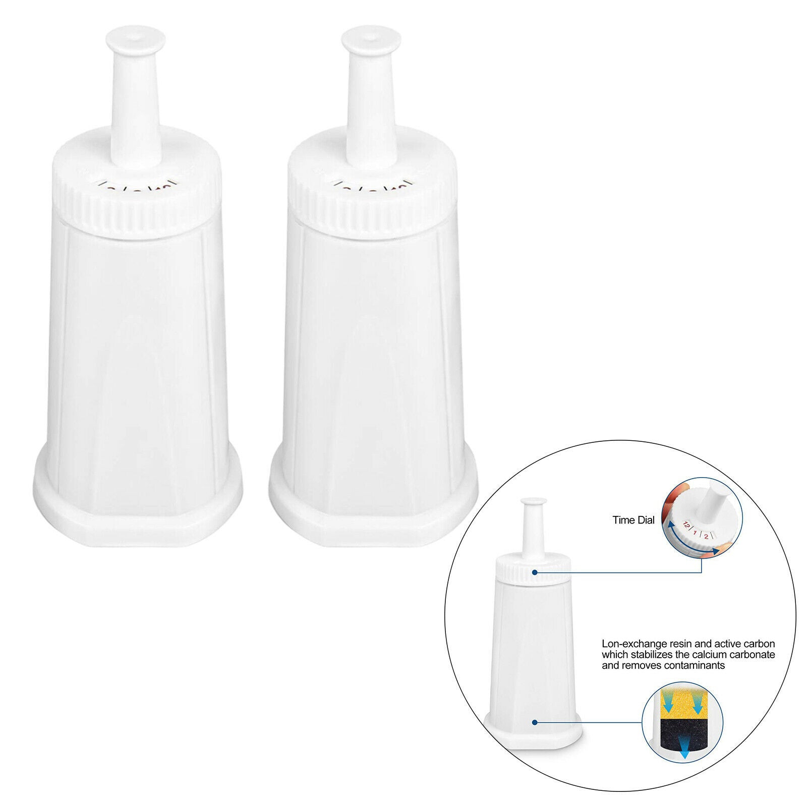 Set of 2 Coffee Machine Water Filters Replace Accessory Accessories White