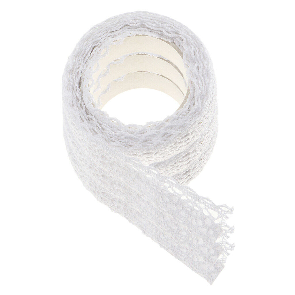 3pcs White 2m Lace Decorative Tape Self Adhesive Sticky Ribbon Embellishment
