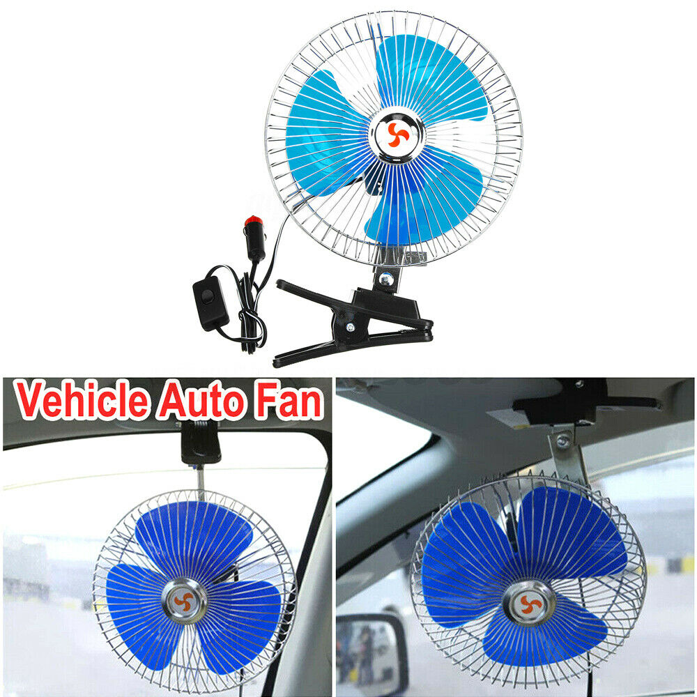 12V Auto Car Portable Dashboard Vehicle Truck Fan Clip-On Oscillating Cooling
