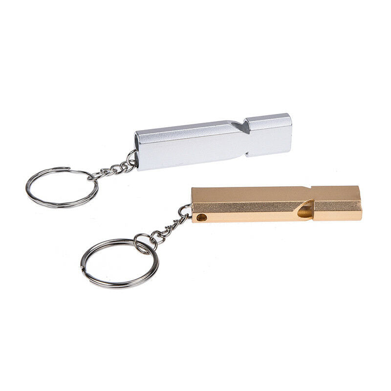 aluminum alloy double-tube whistle for emergency outdoor survival random .l8