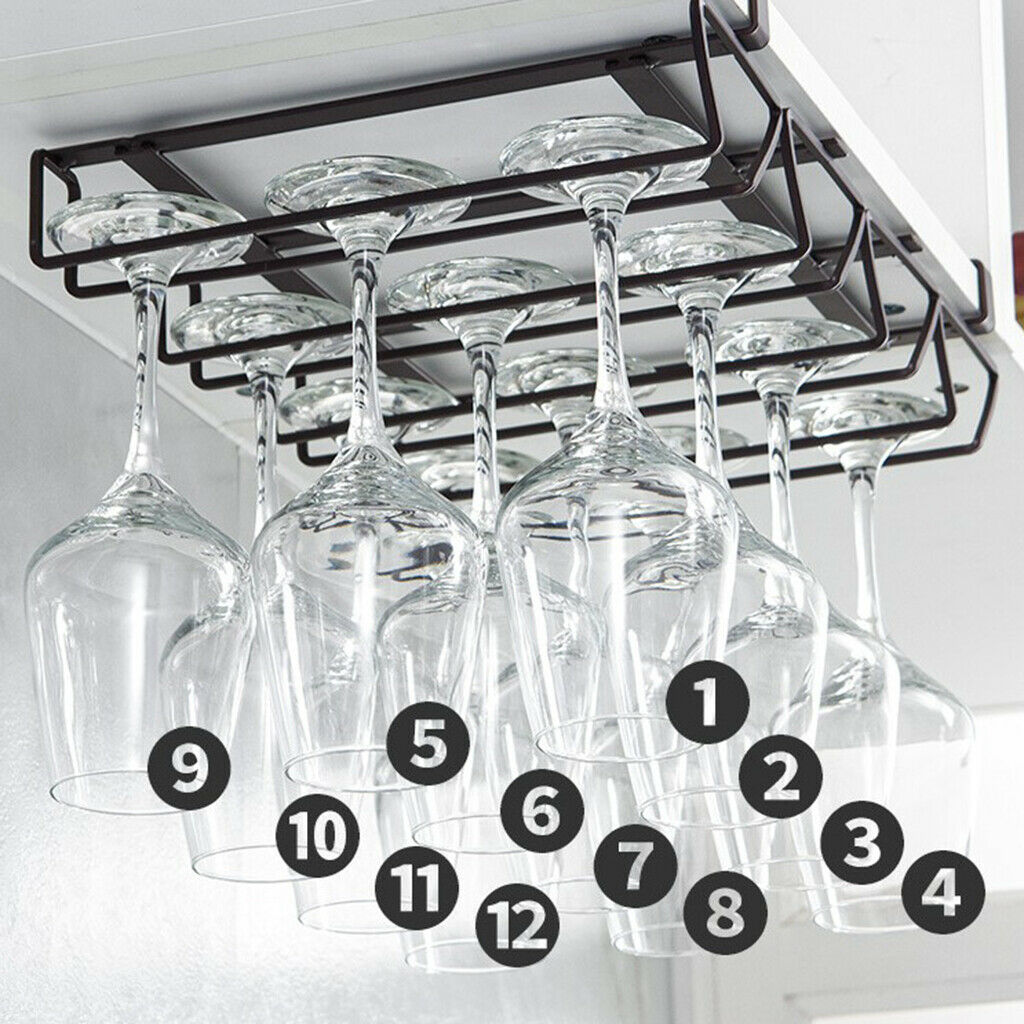 Metal Under Cabinet Stemware Wine Glass Holder Wire Wine Glass Hanging Rack