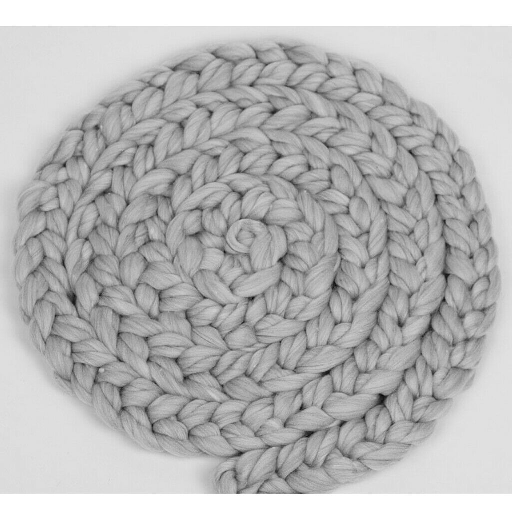 Newborn Baby Roving Braid Wool  Fiber Rugs Photography Props Grey