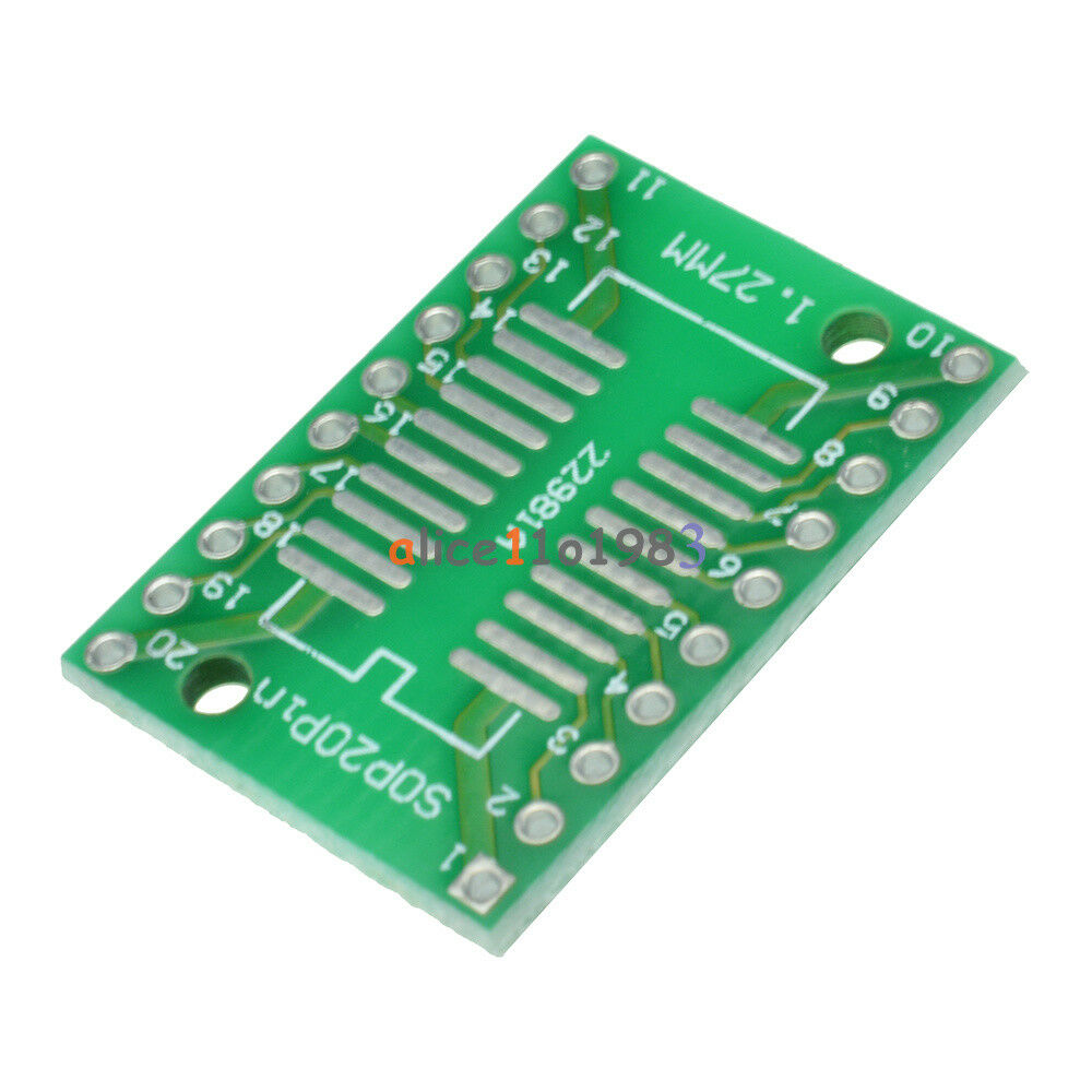 20PCS SOP20 SSOP20 TSSOP20 To DIP20 0.65/1.27mm IC Adapter PCB Board