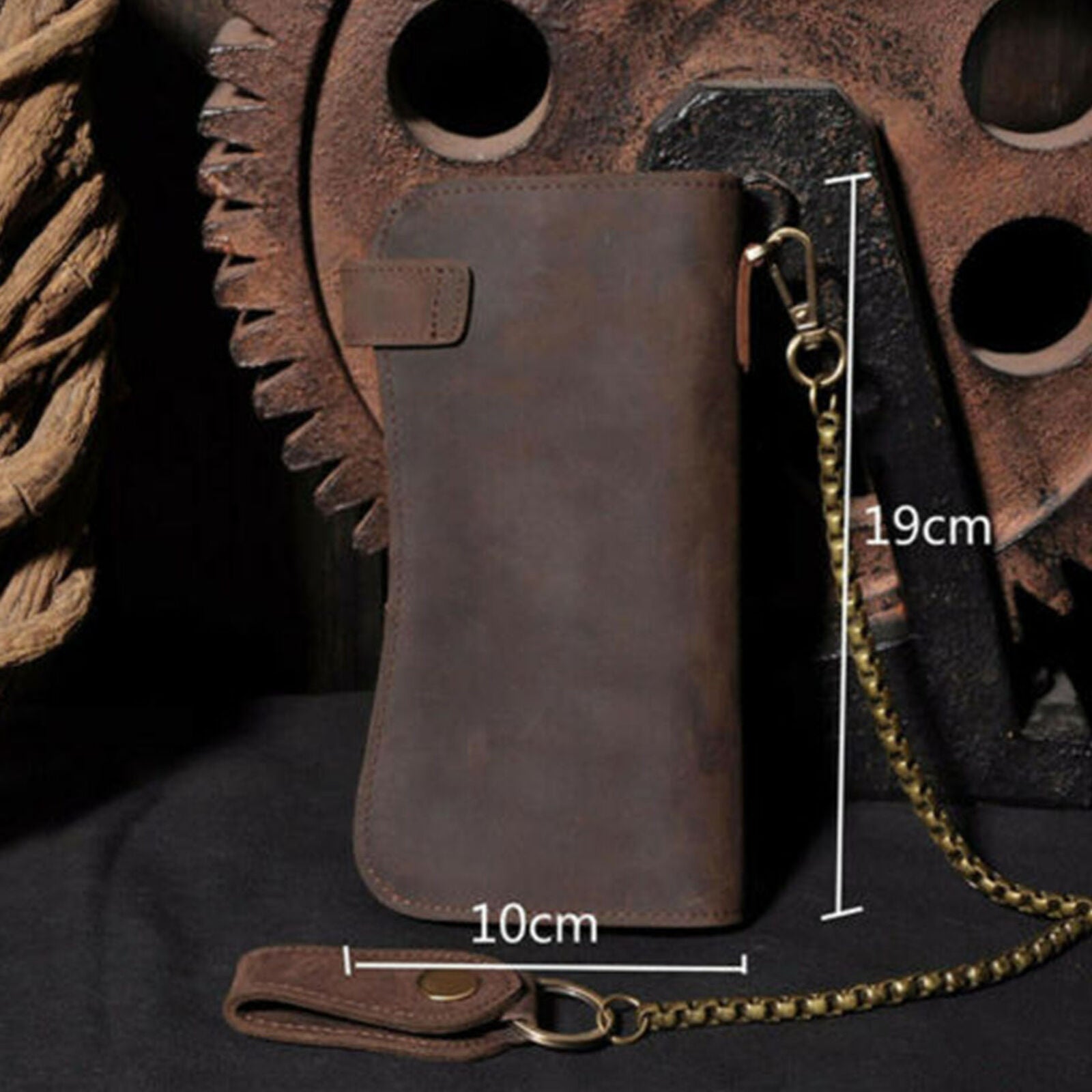 Men's Leather Credit ID Cards Holder Long Chain Wallet Biker Trucker Heavy Thick