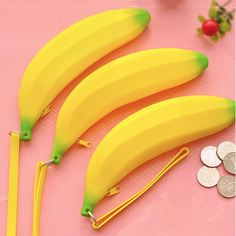 Novelty Silicone Portable Banana Coin Pencil Case Purse Bag Wallet Pouch  GwBDA