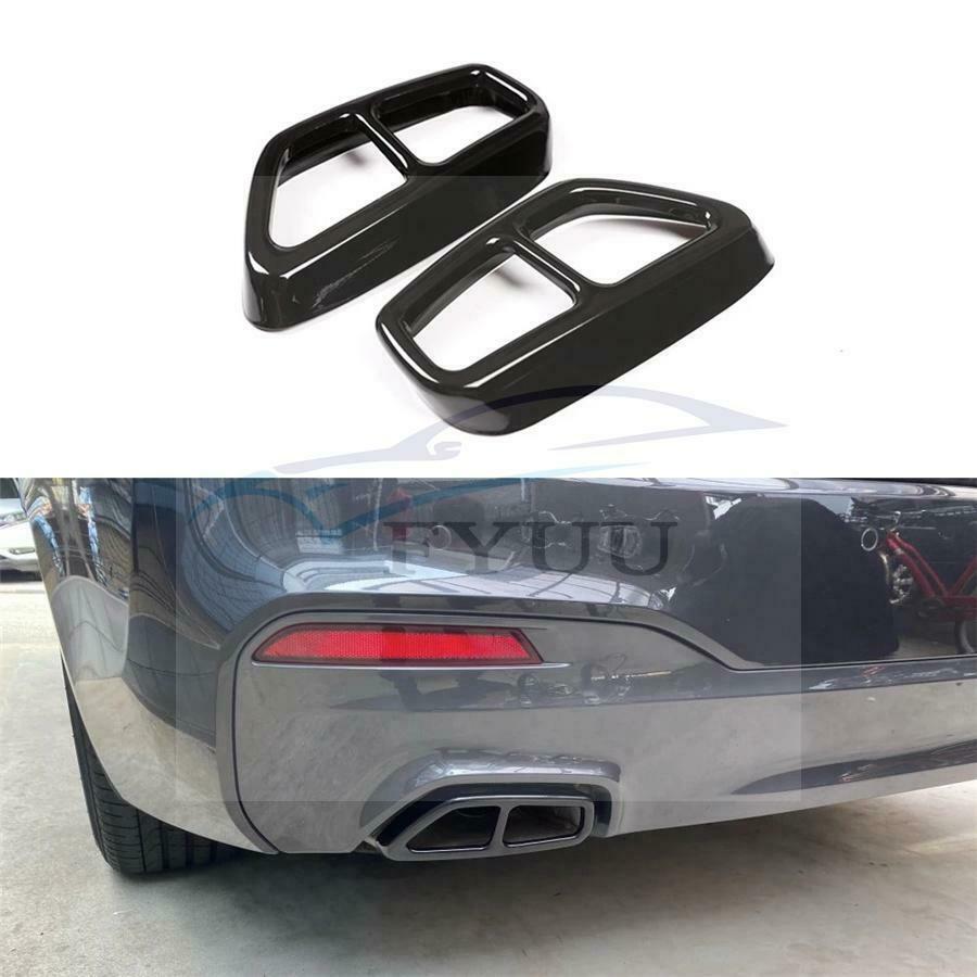 2x Rear Dual Exhaust Muffler Cover Trim  For 2017-18 BMW 5 Series G30 G31 Black