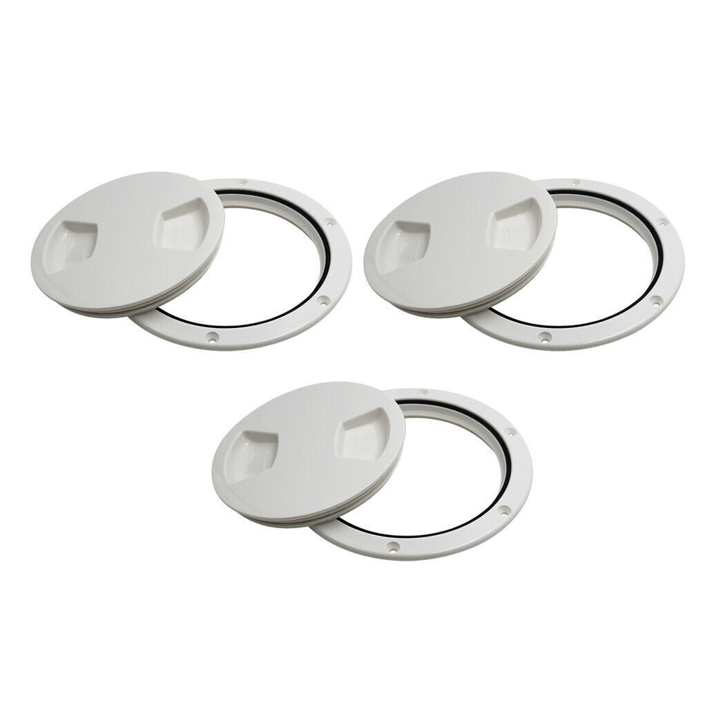 3pcs Marine Boat RV White 5" Access Hatch Cover Twist Out Deck Plate Screws