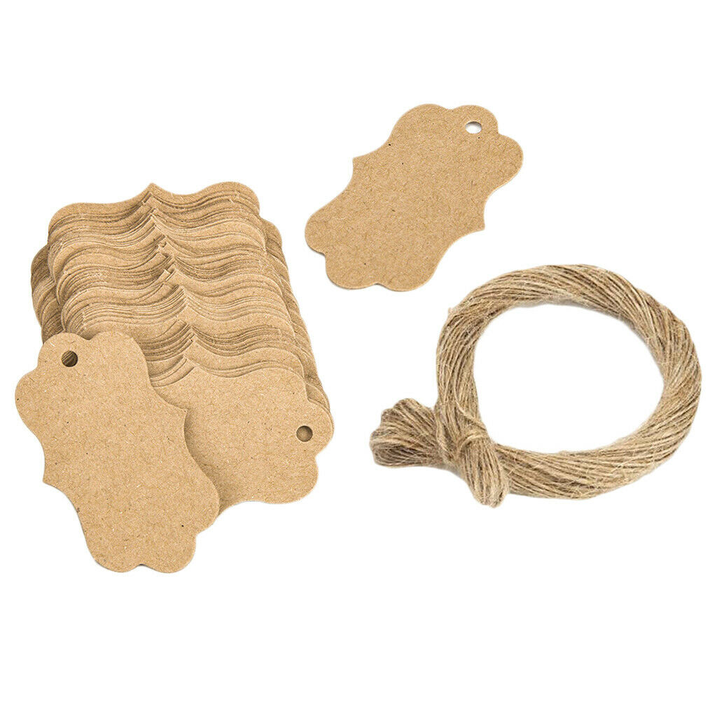 100x Blank Kraft Paper Gift Tags Card Label | Free String Price Labels 7x5cm