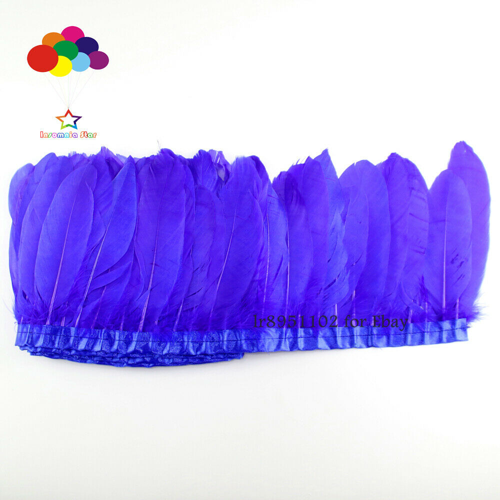 Sapphire Goose Pallet Parried Dyed Feather Trim Headdress Dress Party Craft 2M