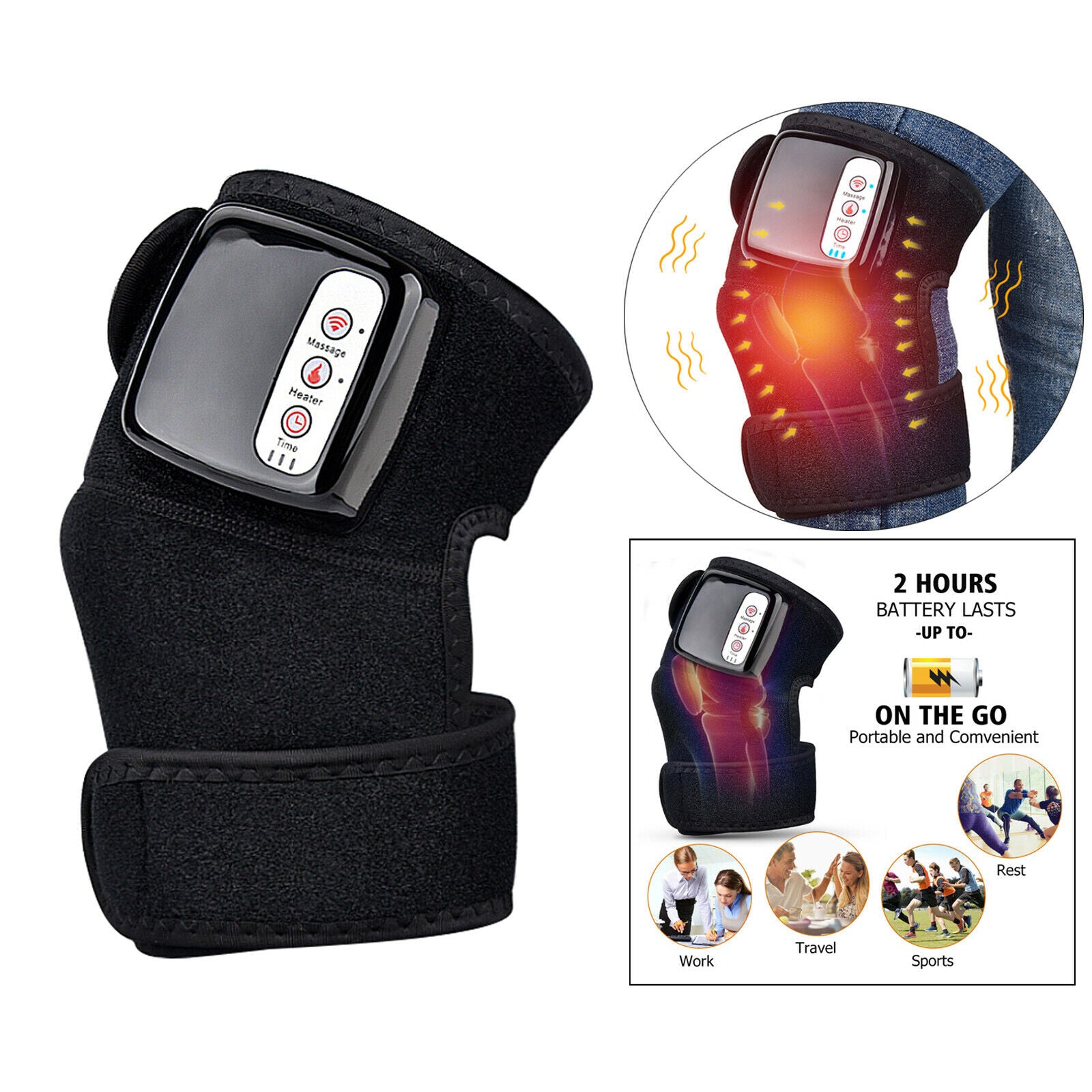 Electric Heated Knee Massager Arthritis Warm Therapy Legs Wrap Brace US Plug