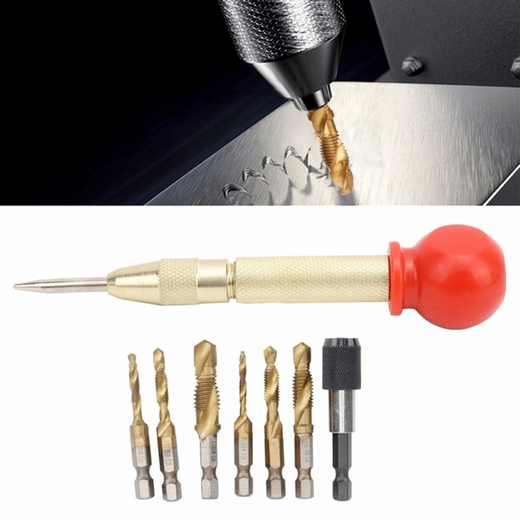 6x M3-M10 HSS Hex Shank Metric Thread Tap Drill Bits Set Screw Hand Tools