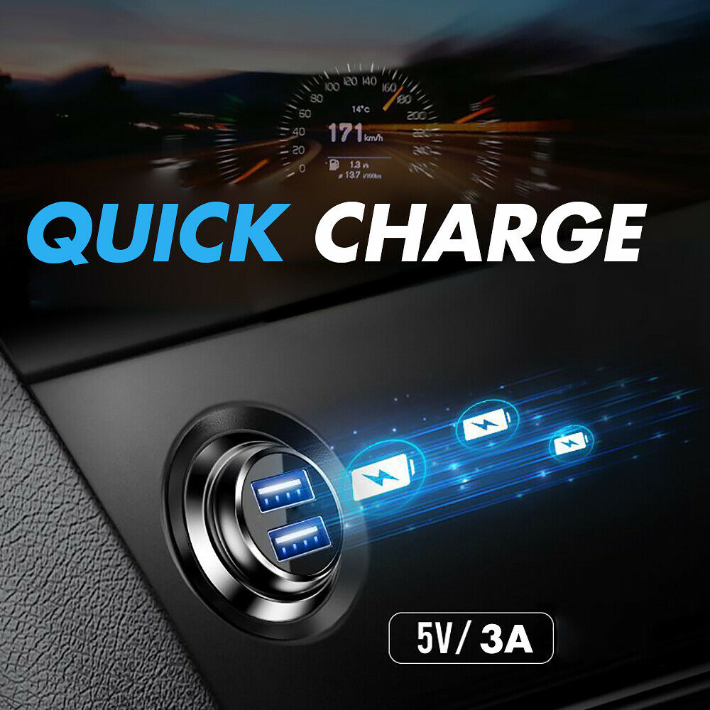 Ultra mini Baseus 3A Fast Charging Dual Ports USB Car Phone Charger Adapte
