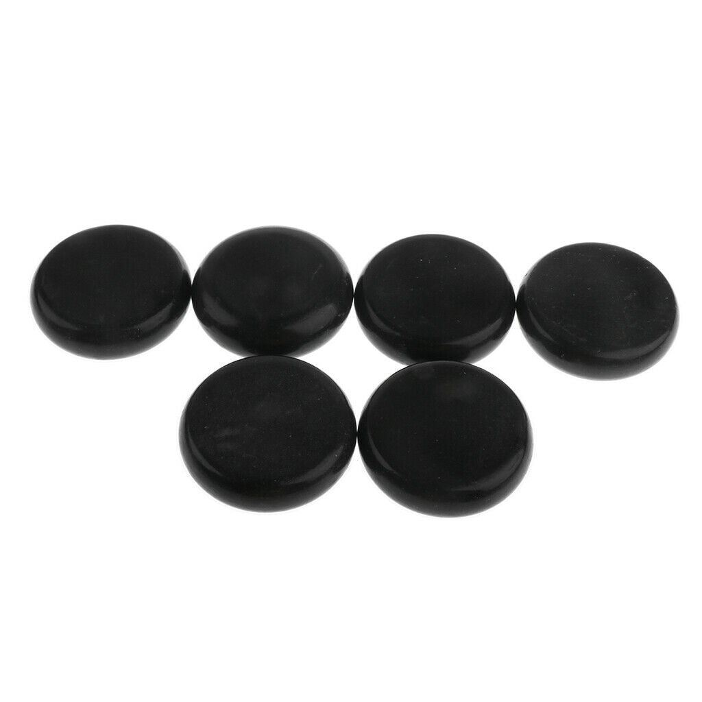Massage Stone - 6 Pieces Round Black Basalt Stones - 6x6cm - Smooth Massage Hot