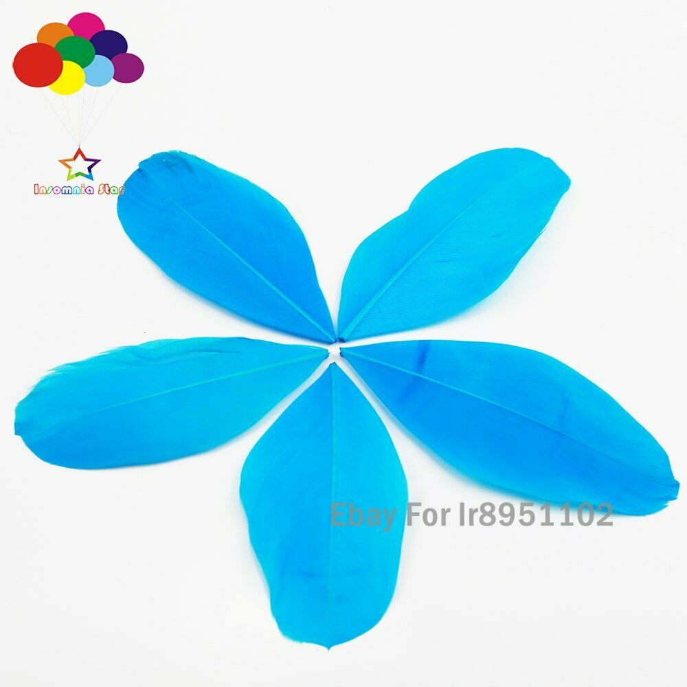5-7cm Natural Swan Feathers 100pcs Soft Goose Plumes Warm Lake Blue Dyed
