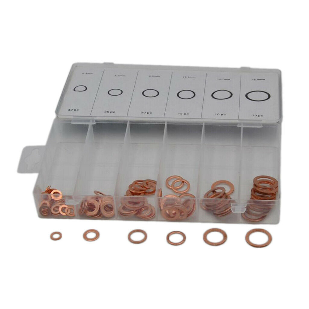 110Sets Solid Copper Washers Assorted Seal Flat Ring Hardware kit Durable