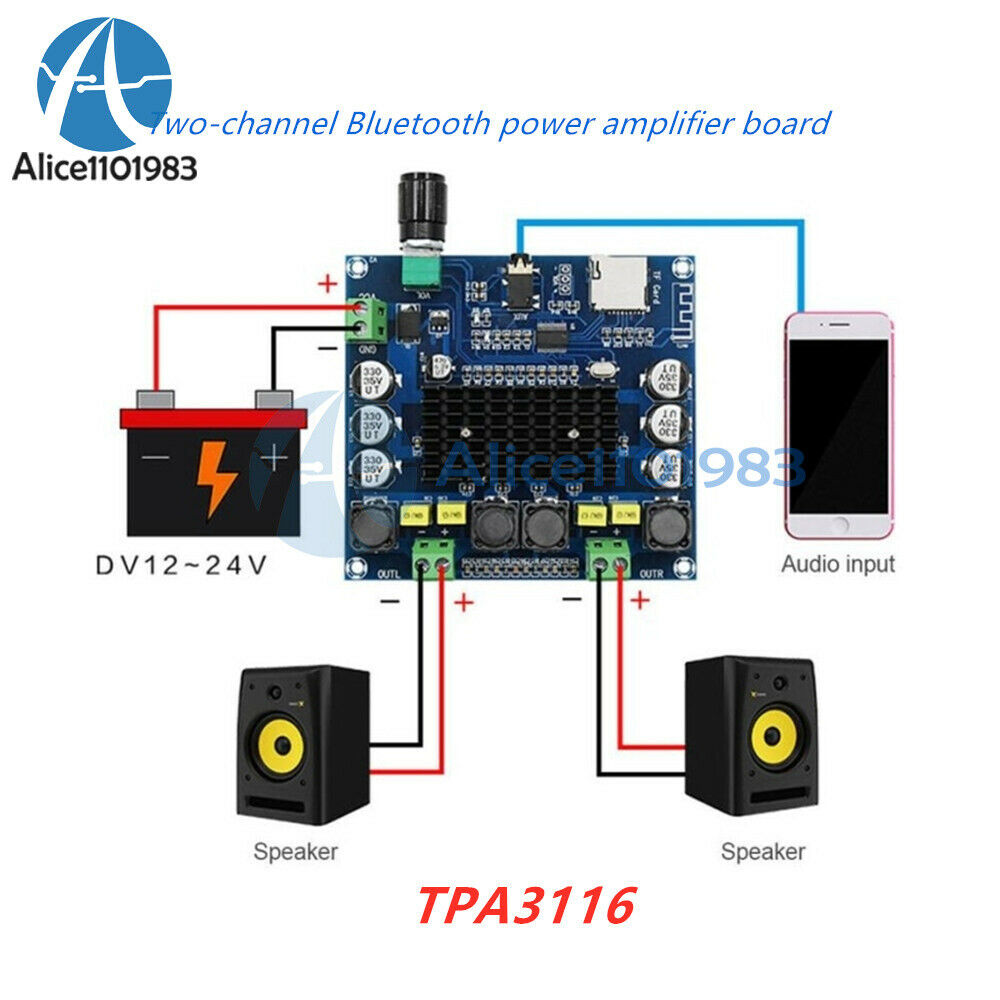 50W*2 TPA3116 Digital Bluetooth 4.1 TF Card AUX XH-A104 Power Amplifier Board