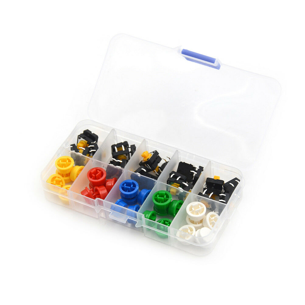 25Sets Momentary Tactile Push Button Touch Micro Switch4P PCB Caps12x12x7.l8