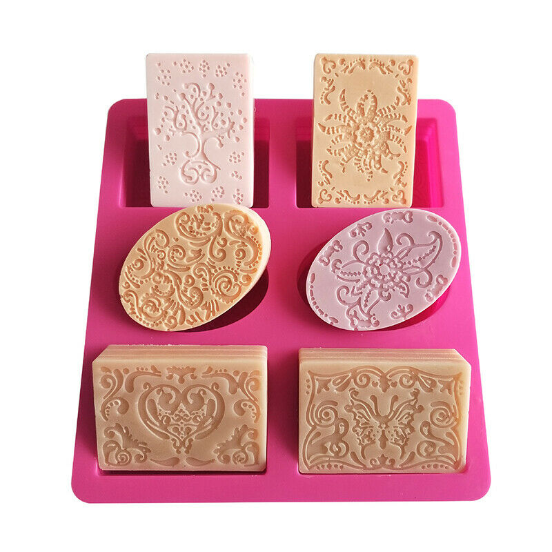 6 Cavity Rectangle Oval Silicone Soap Mold Handmade Soap Making CraftsB HoJ Tt