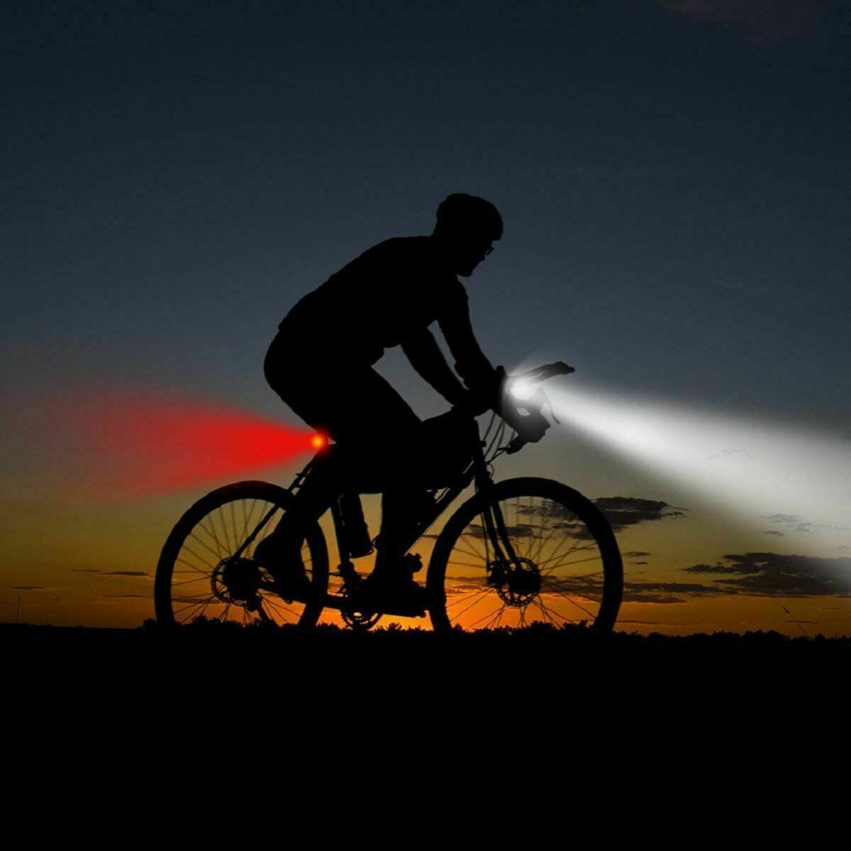 USB LED Rechargeable Bycicle Light Headlamp Head Light Bike Lamp Back TailLight