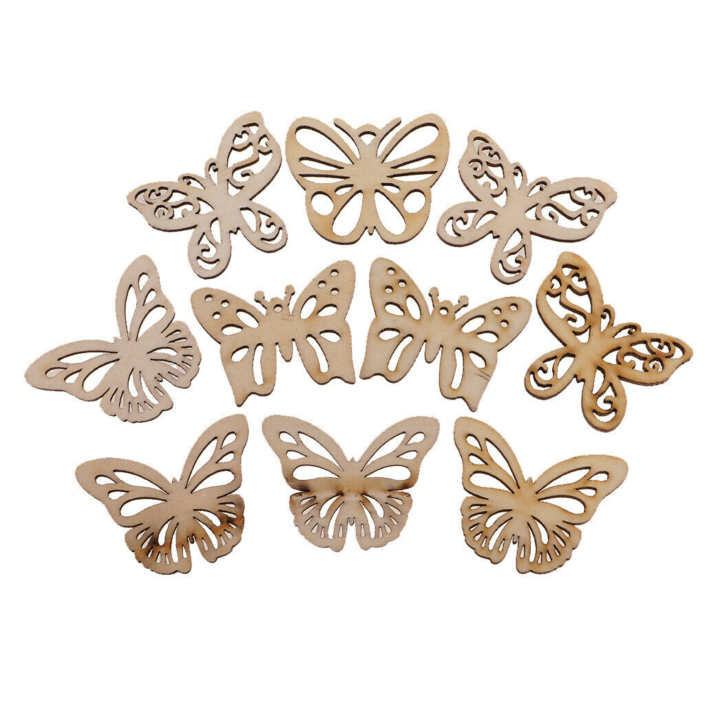 10x DIY Craft Card Making Scrapbooking Natural Wooden Butterfly Decorations
