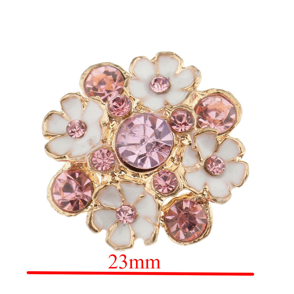 5Pcs Crystal Flower Buttons Flat Back Embellishments for Sewing Decorations