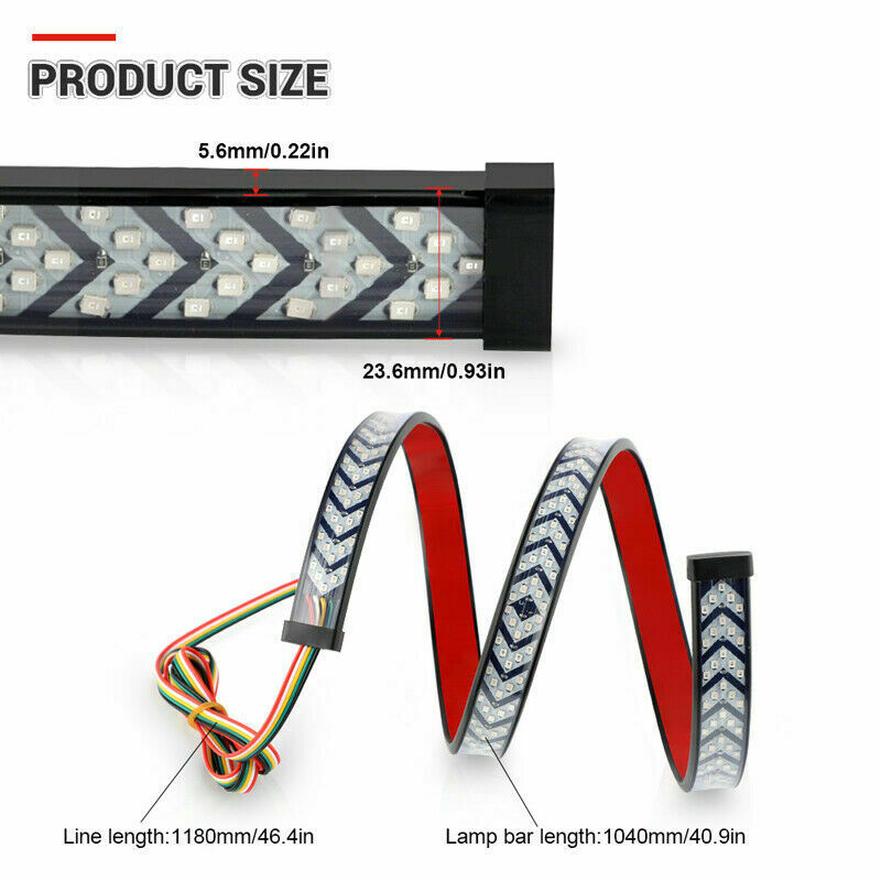 40" LED Truck Tailgate Light Bar Strip Reverse Brake Tail Flowing Turn Signal