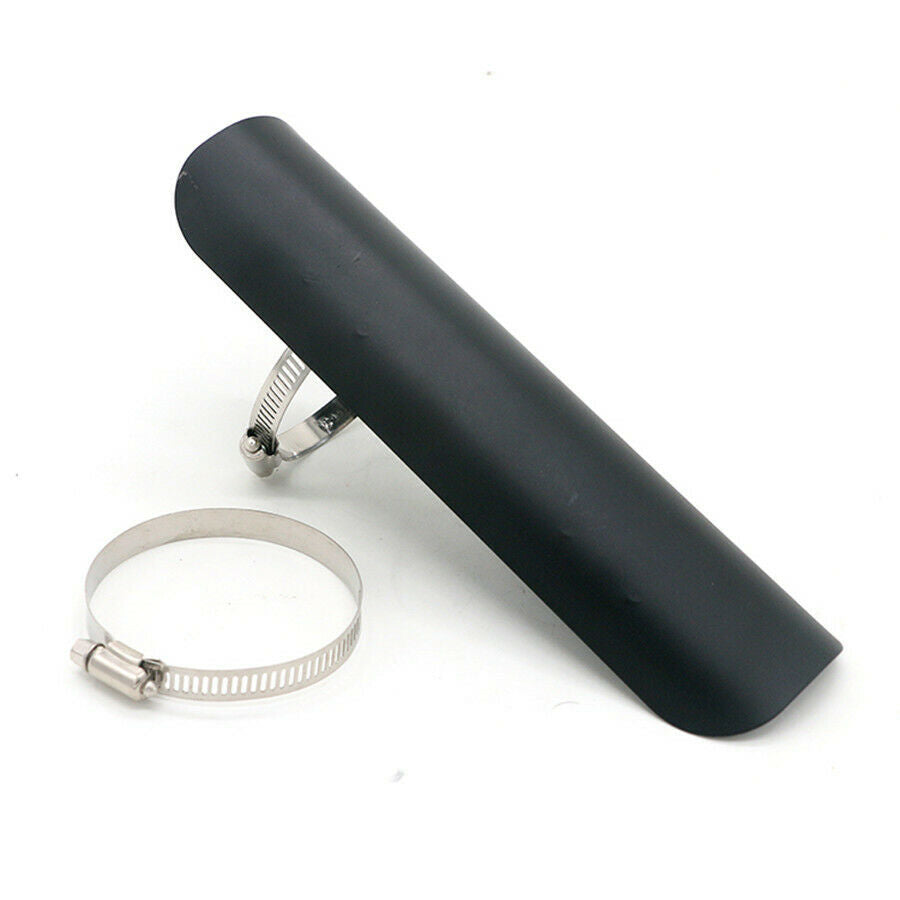 Black Motorcycle Exhaust Pipe Heat Shield Shell with 2 Adjustable Clamps 46-70mm