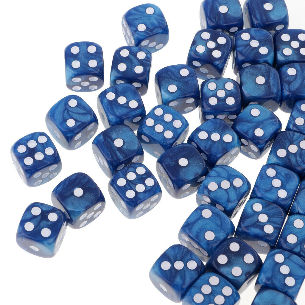 100Pieces D6 Round Corner Dotted Dice 16mm for  MTG TRPG