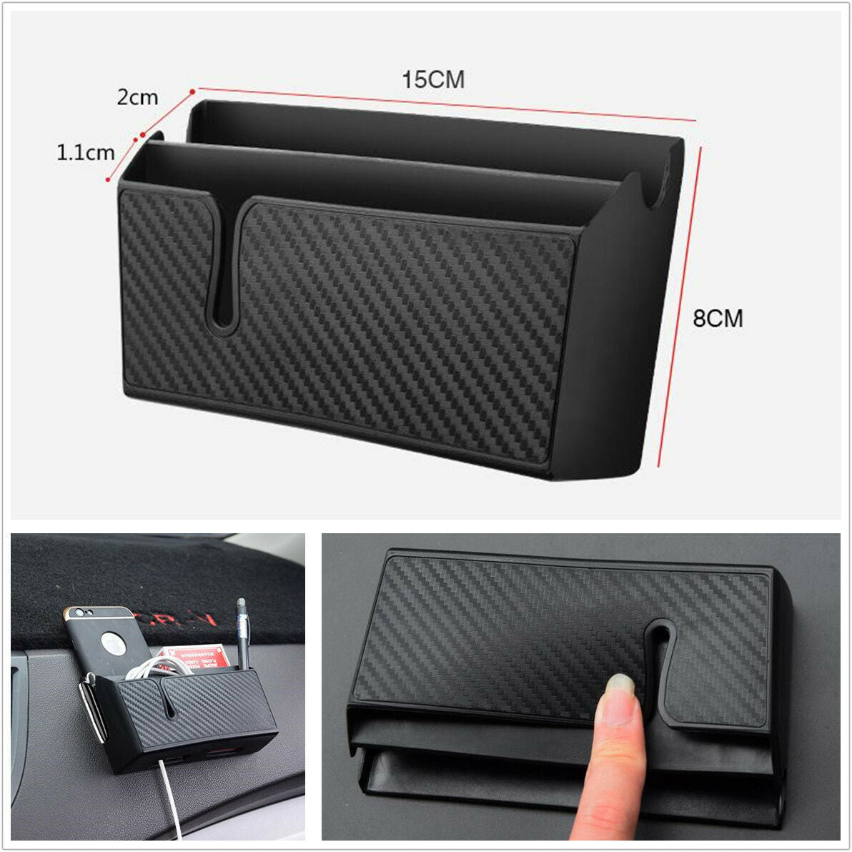 Car Air Vent Storage Box Cell Phone Charging Cigarette Tickets Organizer Holder