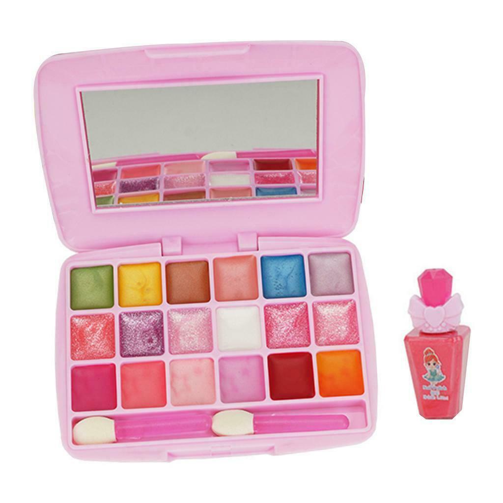 Princess Makeup Set Kids Cosmetic Girls Kit Eyeshadow Lip Gloss Blush Brush Gift