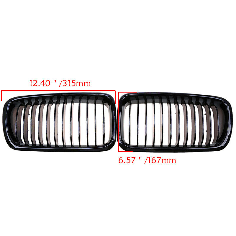 Pair Gloss Black Front Kidney Grill Grille Fit For BMW E38 740iL 750iL 1995-2001
