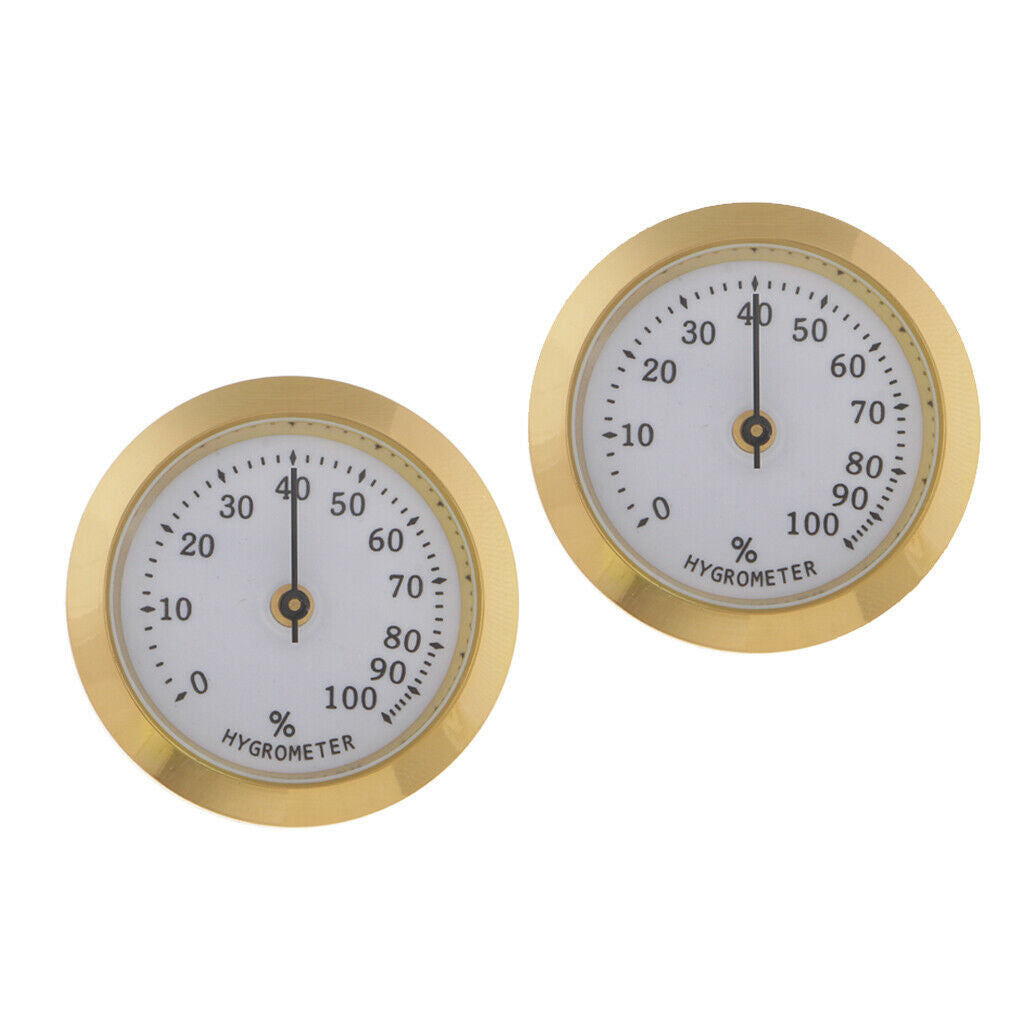 Set of 2 36mm Metal Cigar Hygrometer Cigar Humidor Humidifier Box Mechanical