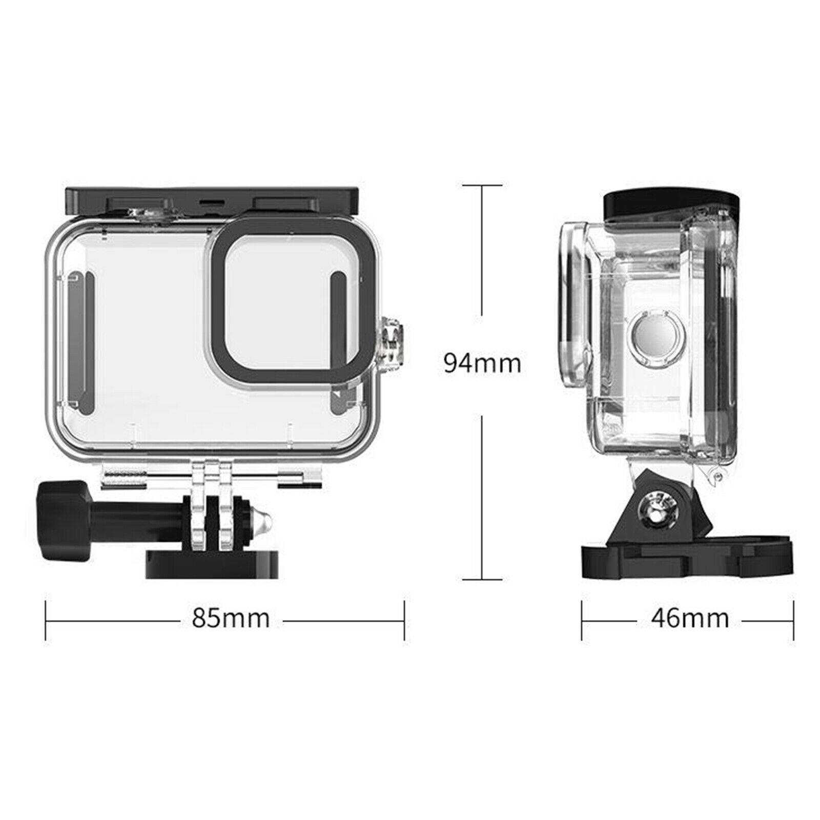 45M Underwater Waterproof Clear Case Diving Protect For Gopro Hero 9 Black