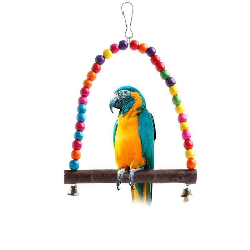 Wooden Bird Parrot Swing Toys Parakeet Cockatiel Lovebird Budgie Cage Hanging