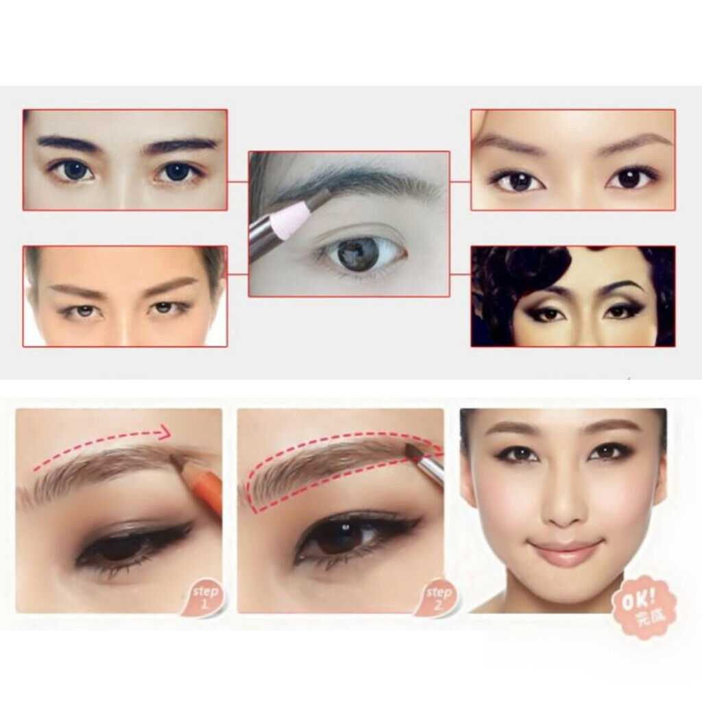 New 3-Style Eyebrow Stencils Shaping Cards + 4pcs Brow Makeup Pencils Set + 1pcs
