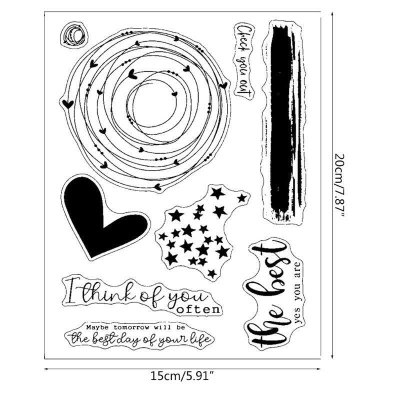 Stars Heart Shape Wishes Lettering Clear Stamps Elegant Card Making Stamps DIY