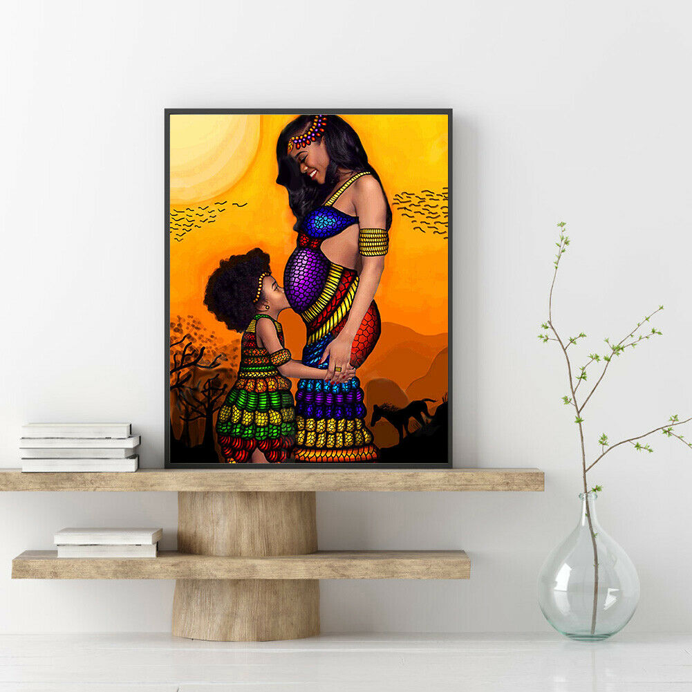 Mother and Daughter 5D DIY Full Round Drill Diamond Painting Cross Stitch @