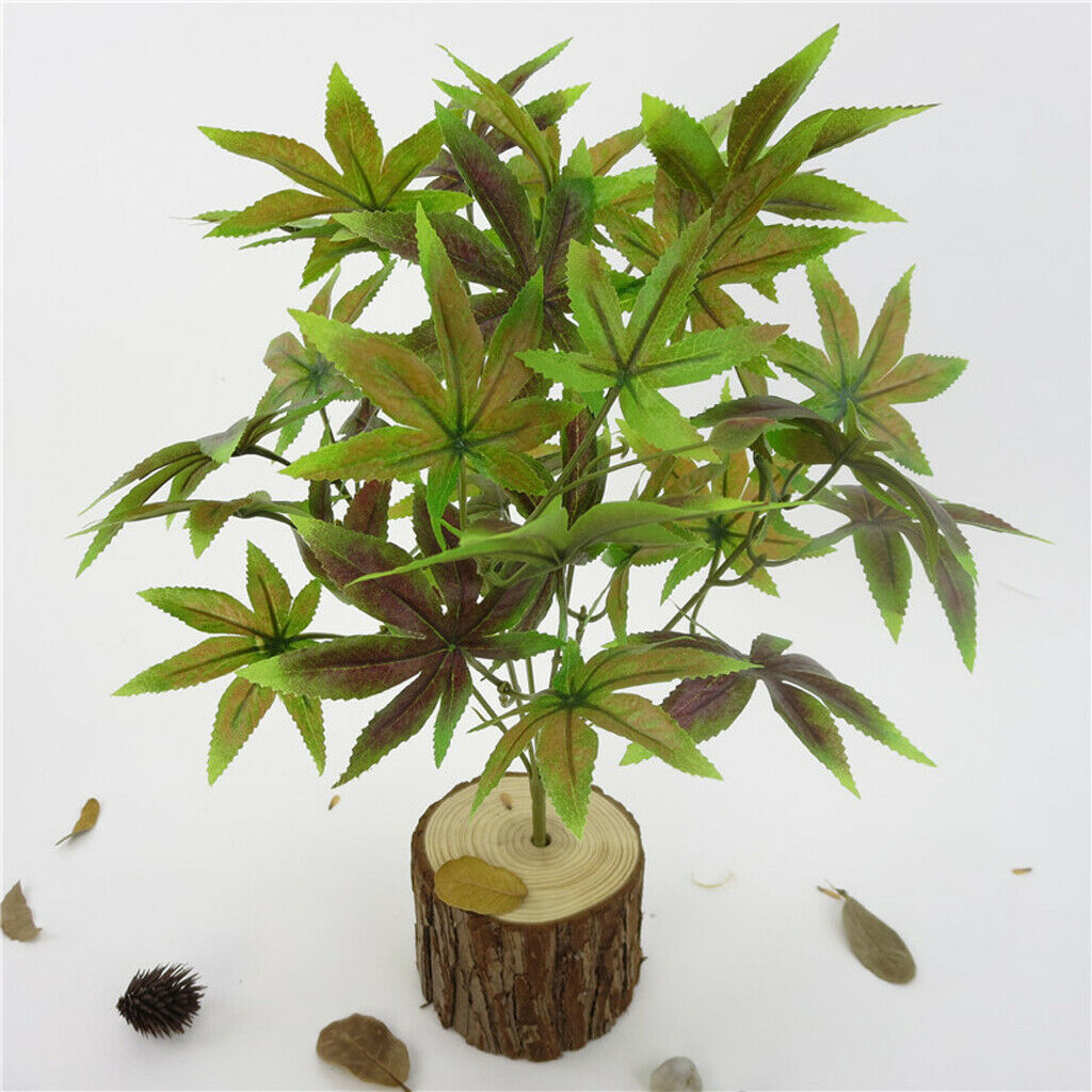 Artificial Green Maple Leaves Branch Vines Leaves Potted Floral Decor Yellow