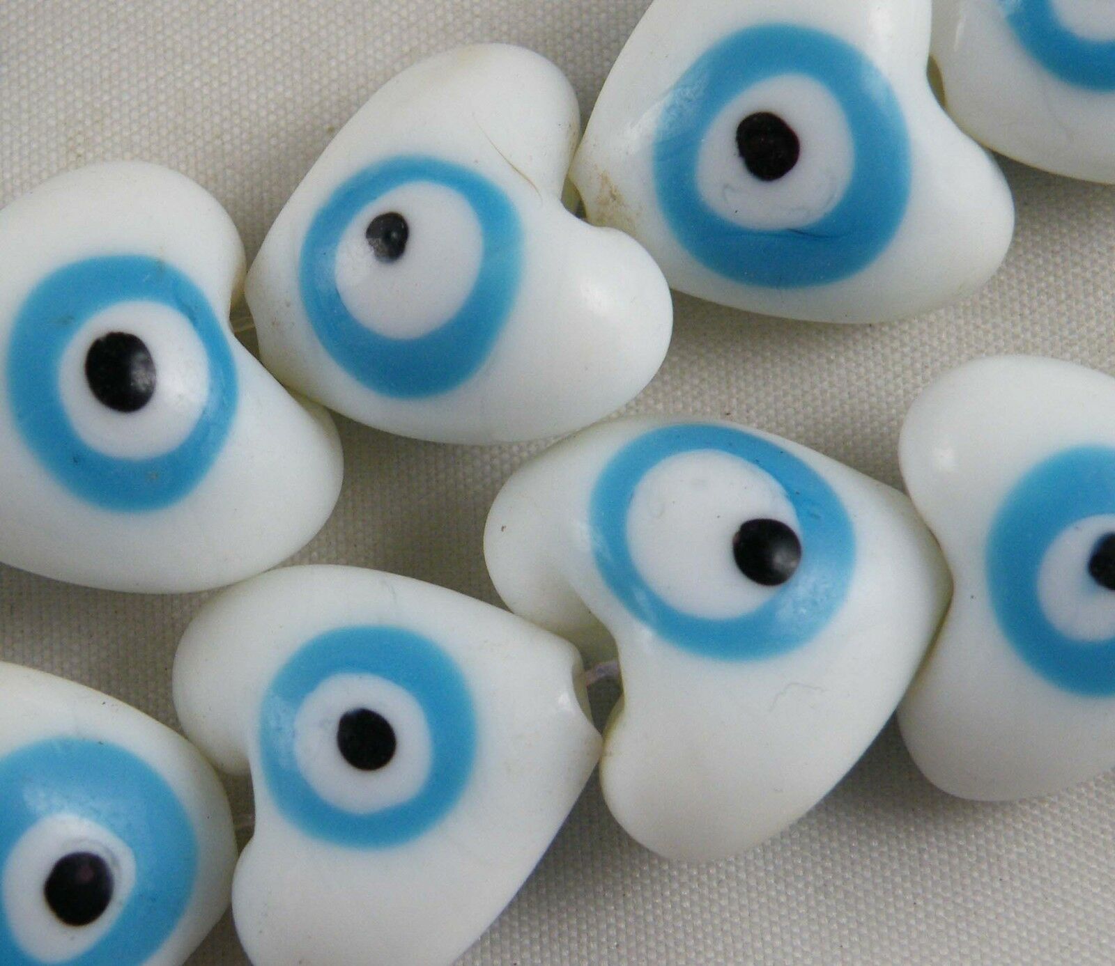 12pcs Handmade Glass "eye" Pattern Heart Spacers 20x12mm P267