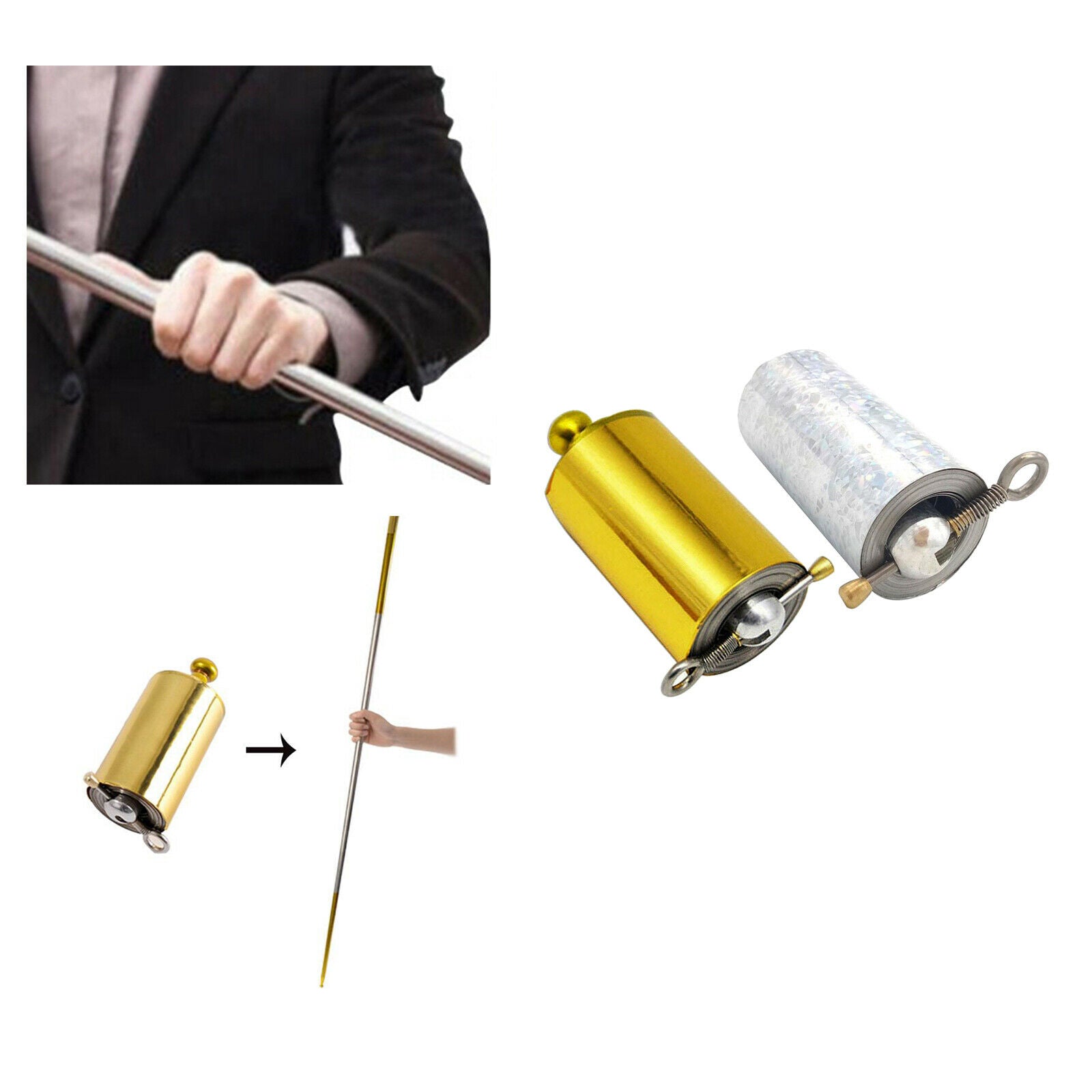 2Pcs 1.1m Magic Pocket Staff for Stage Pocket Staff Magic Tricks Stage