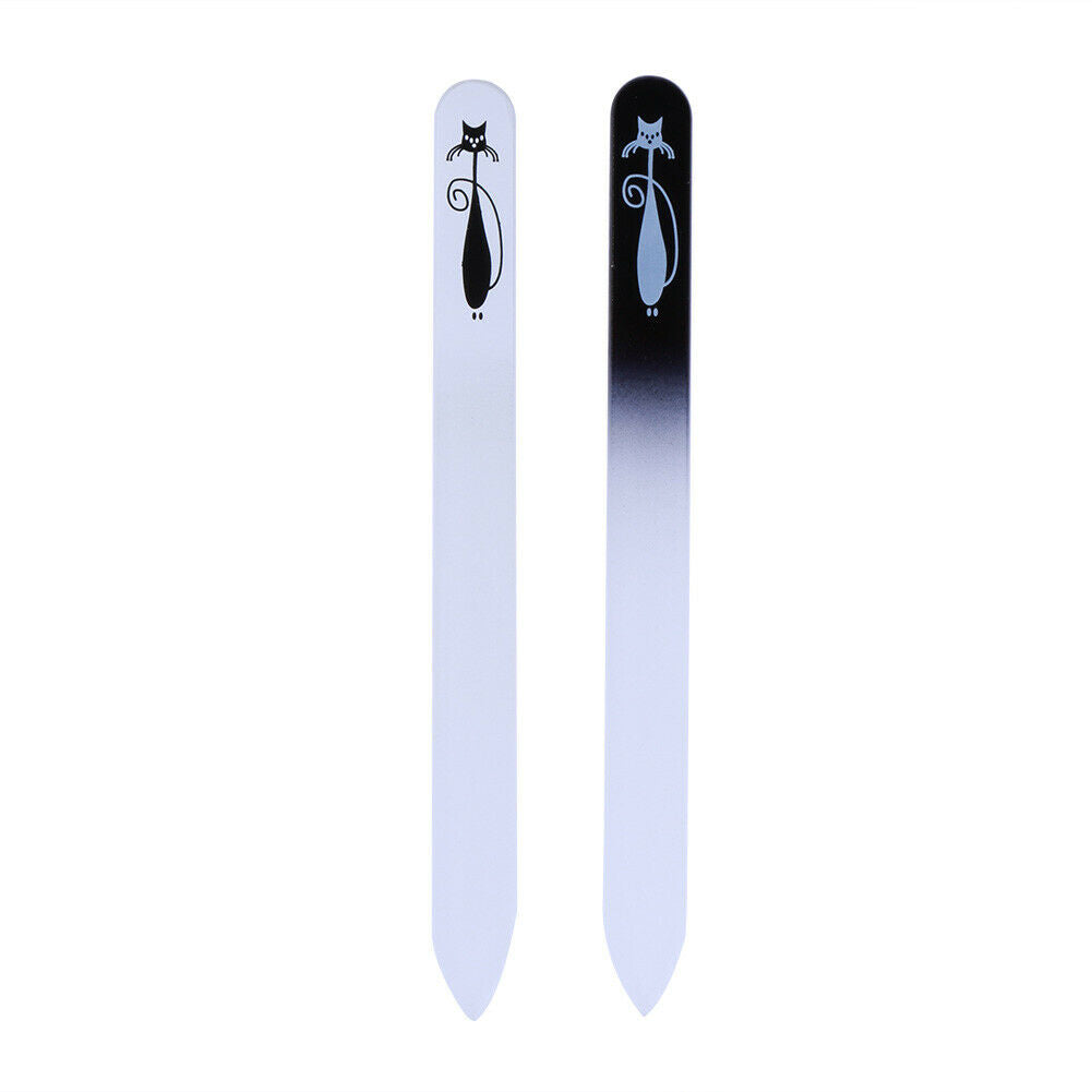 2pcs/set Printed Double Sided Glass Nail File Manicure Polishing Nail Tools @