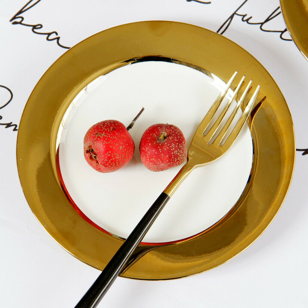 Golden European Style Ceramic Plate Dessert Beef Steak Spaghetti Plate