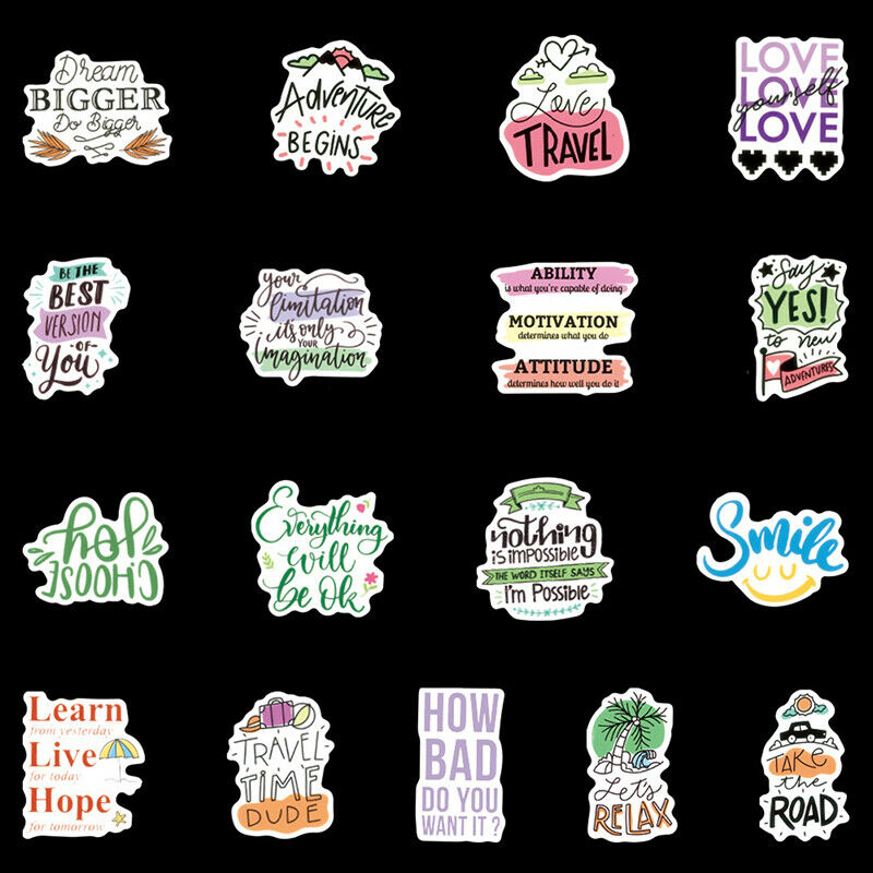 100pc Excitation Inspirational Stickers Snowboard Laptop Luggage Guitar S.l8