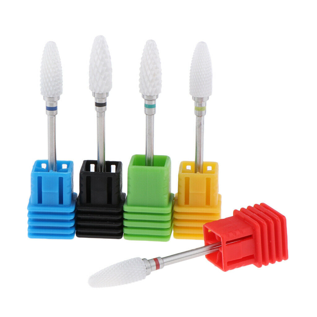 5pcs/set Ceramic Nail Art Grinding Head Drill Bits Manicure Gel Remover Tool - B
