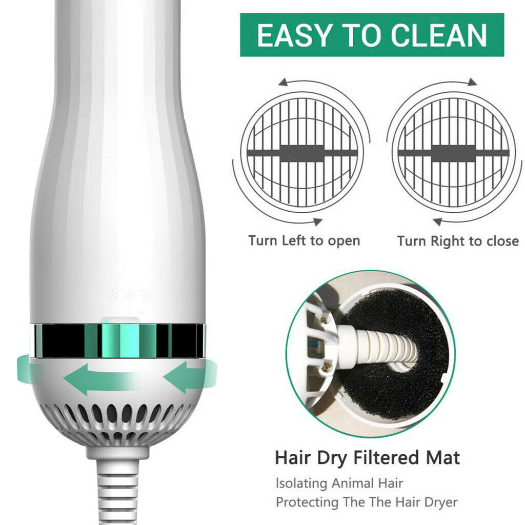 3-Wind Pet Hair Dryer 2 In 1 Pet Grooming Brush Dog Cat Keep Soft Neat UK Plug